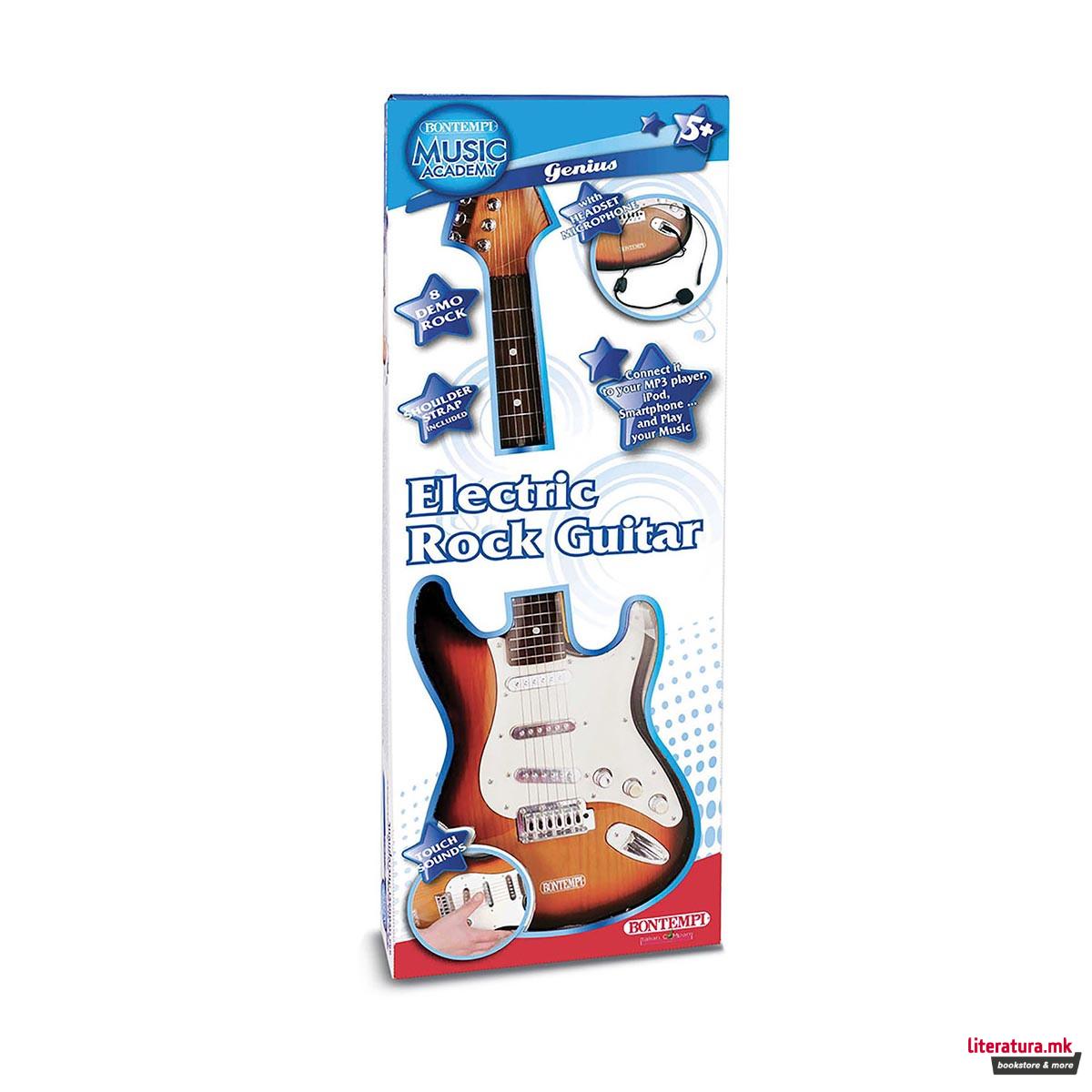 Електронска рок гитара со ремен, Electronic Rock Guitar, 67cm 