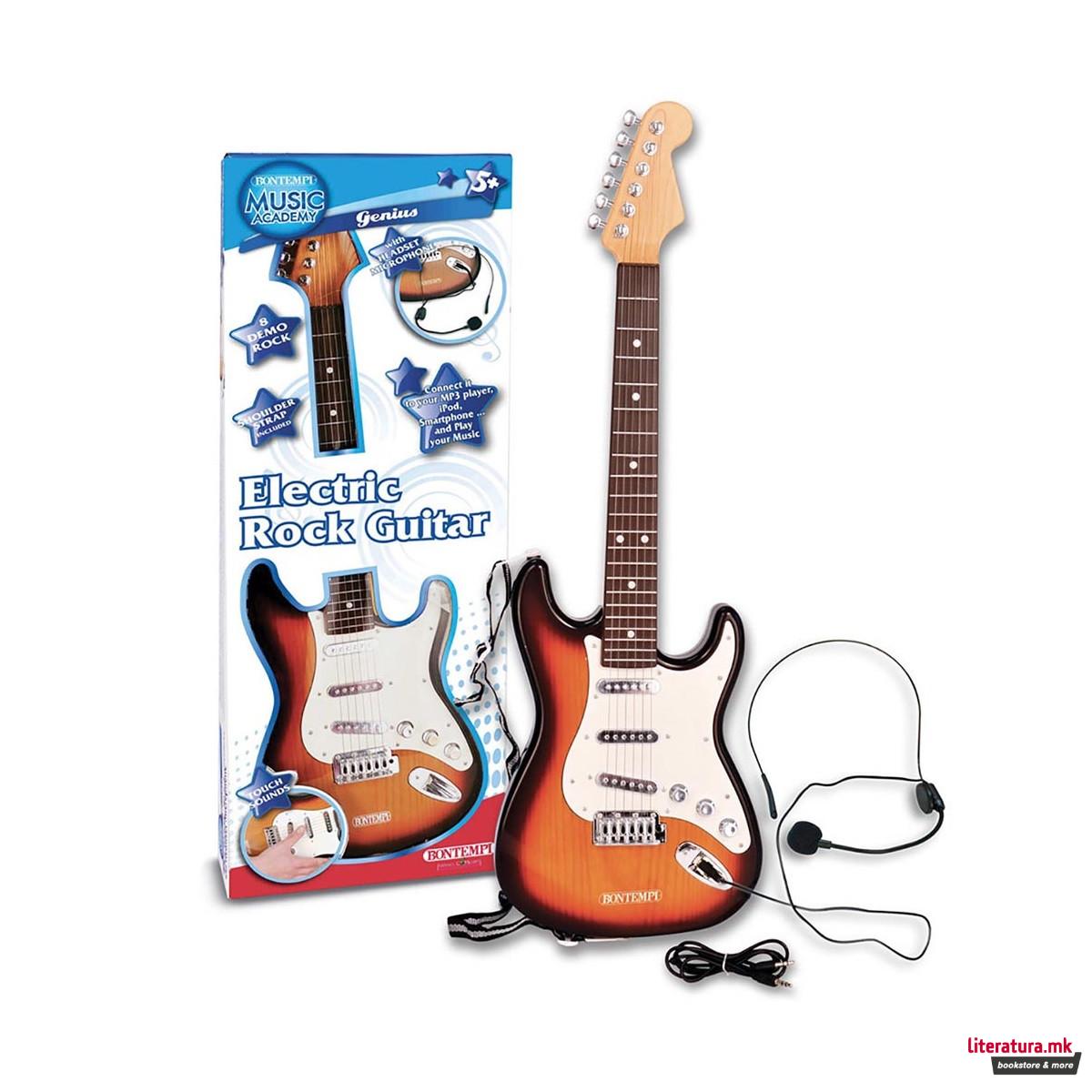 Електронска рок гитара со ремен, Electronic Rock Guitar, 67cm 