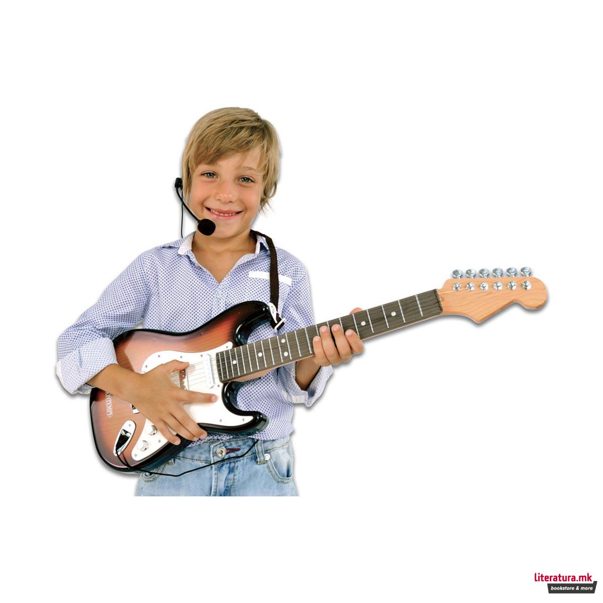 Електронска рок гитара со ремен, Electronic Rock Guitar, 67cm 