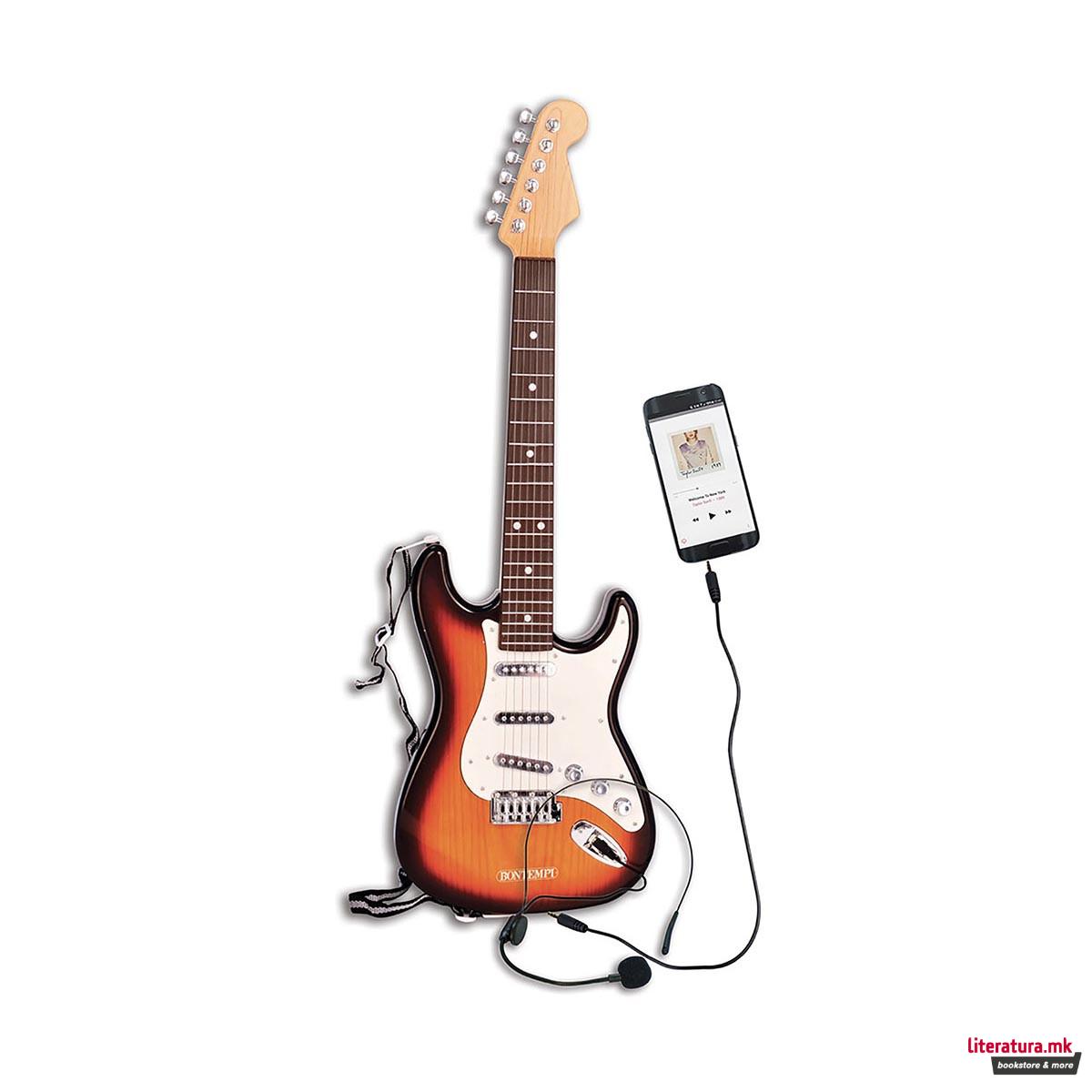 Електронска рок гитара со ремен, Electronic Rock Guitar, 67cm 