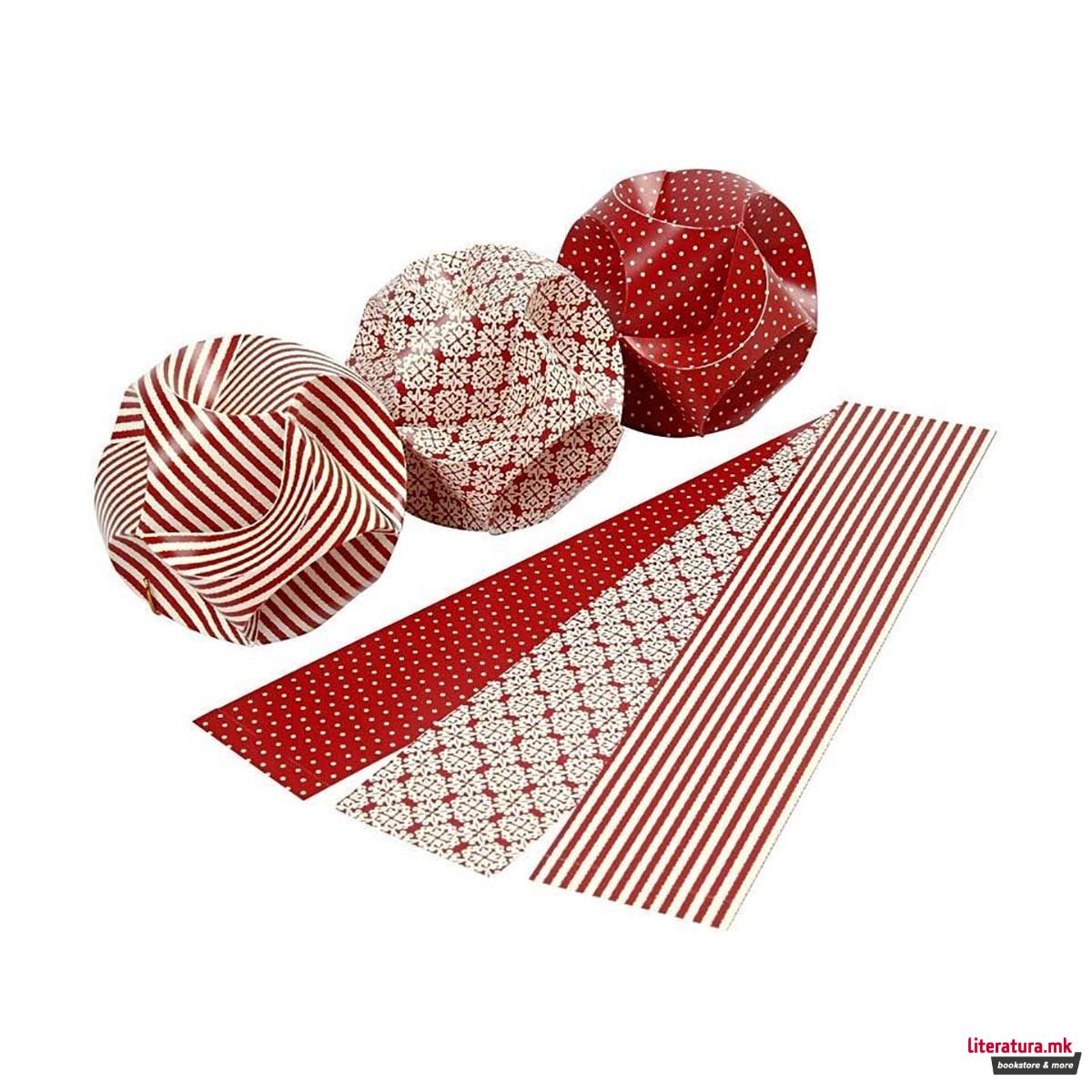 Сет за изработка - Хартиени лампиони, Click Ornaments, црвени 