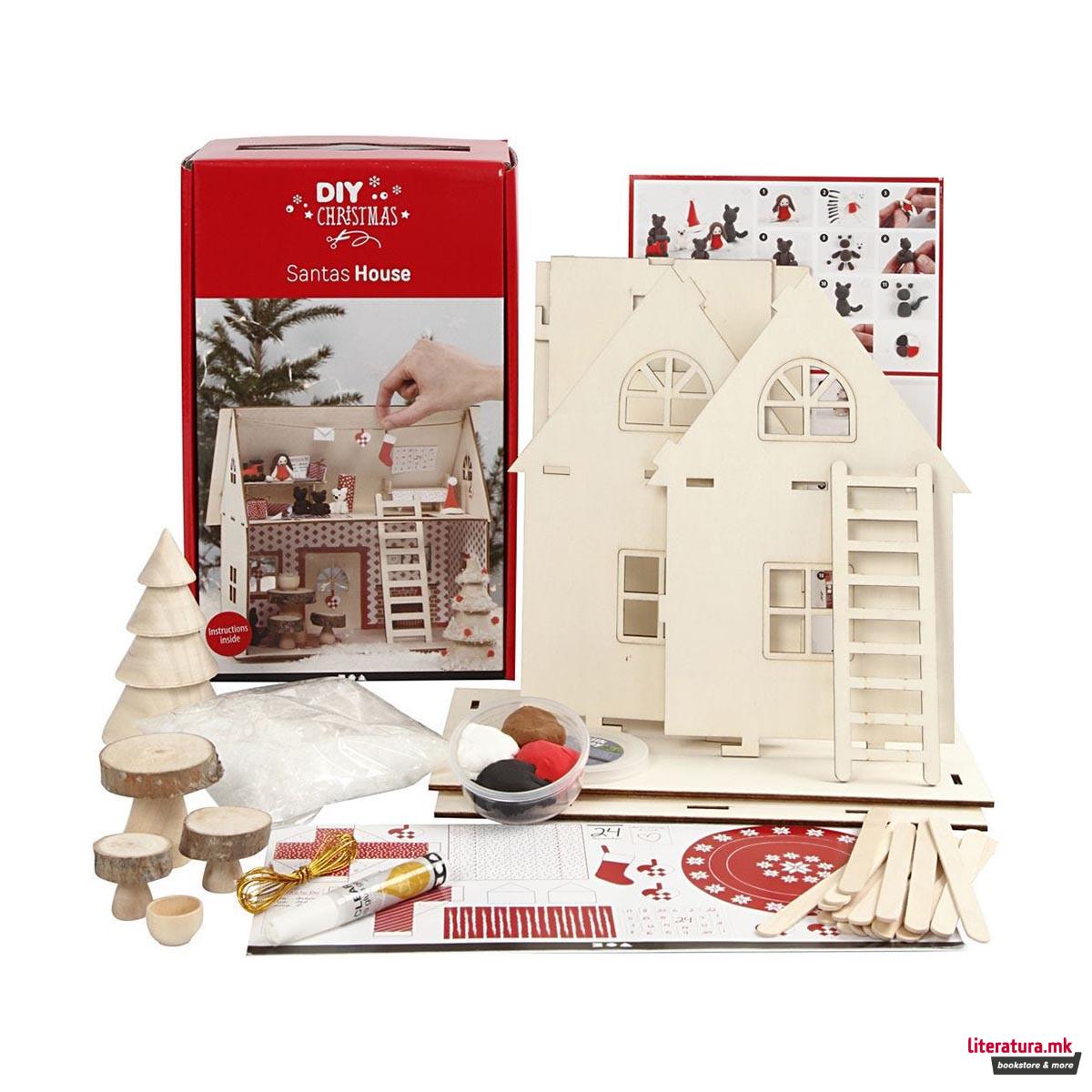 Сет за изработка од дрво - Куќата на Дедо Мраз, DIY Christmas, Kit for Santa's House 