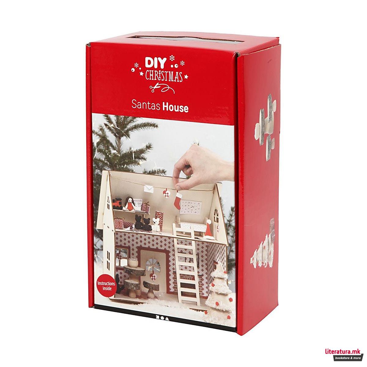 Сет за изработка од дрво - Куќата на Дедо Мраз, DIY Christmas, Kit for Santa's House 