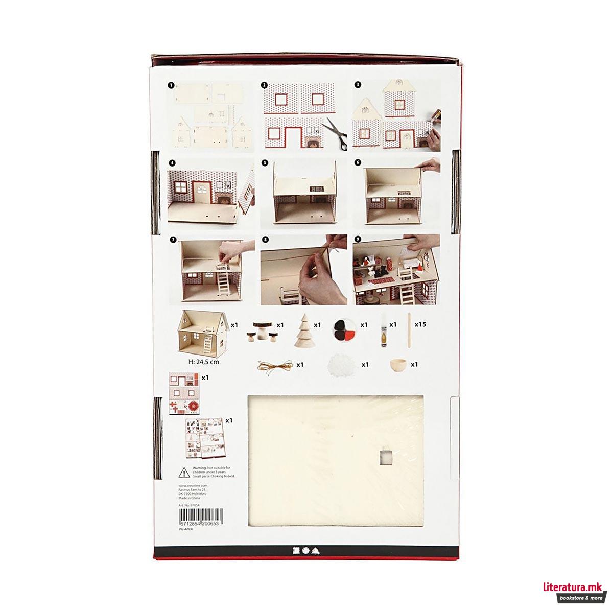 Сет за изработка од дрво - Куќата на Дедо Мраз, DIY Christmas, Kit for Santa's House 