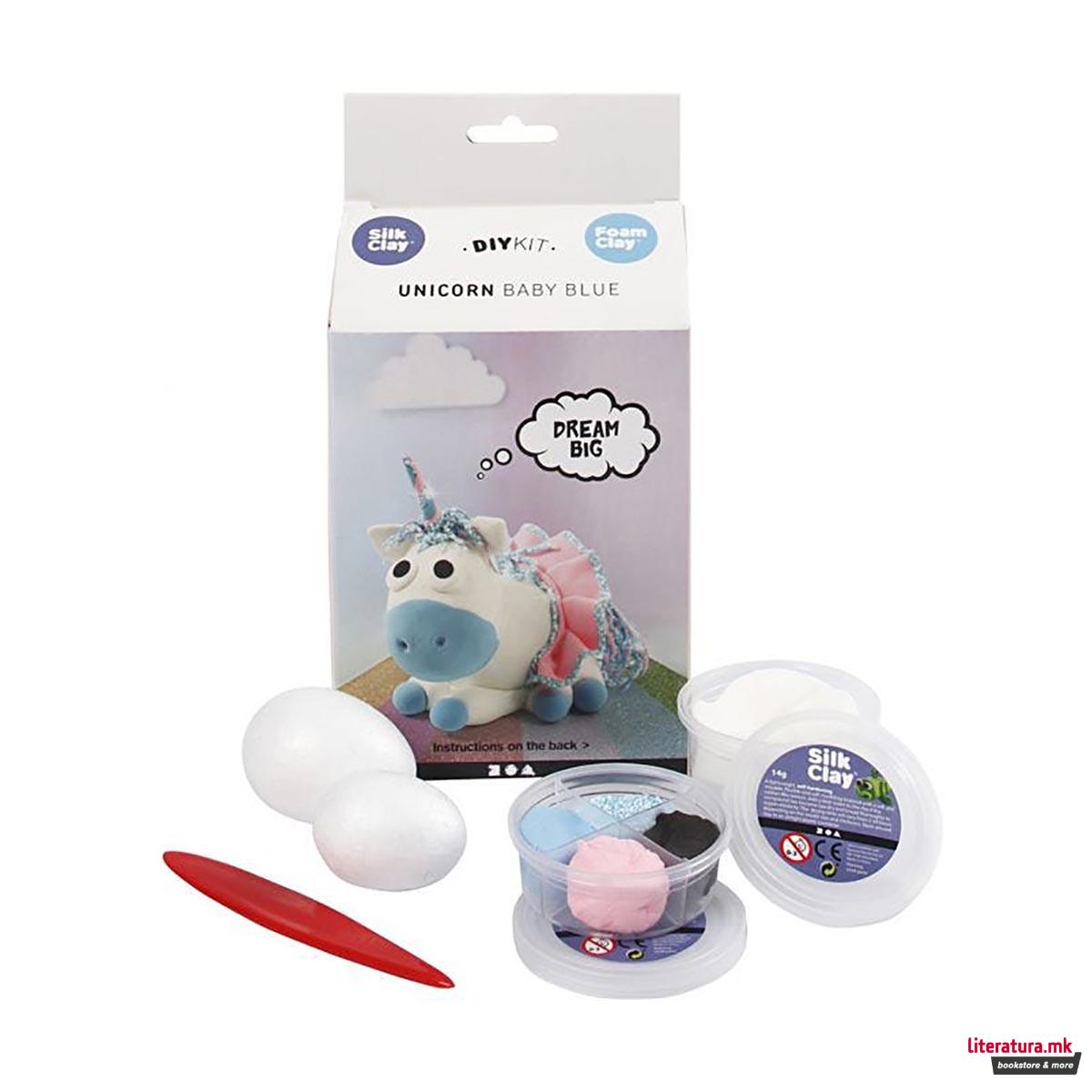 Сет за изработка со глина, Funny Friends, Unicorn - Baby Blue 
