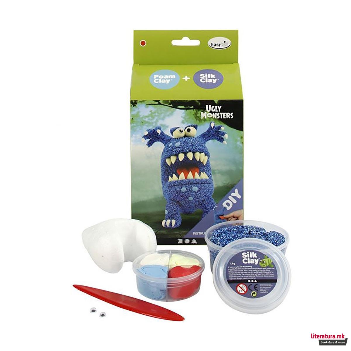 Сет за изработка со глина, Funny Friends, Ugly Monsters, син 