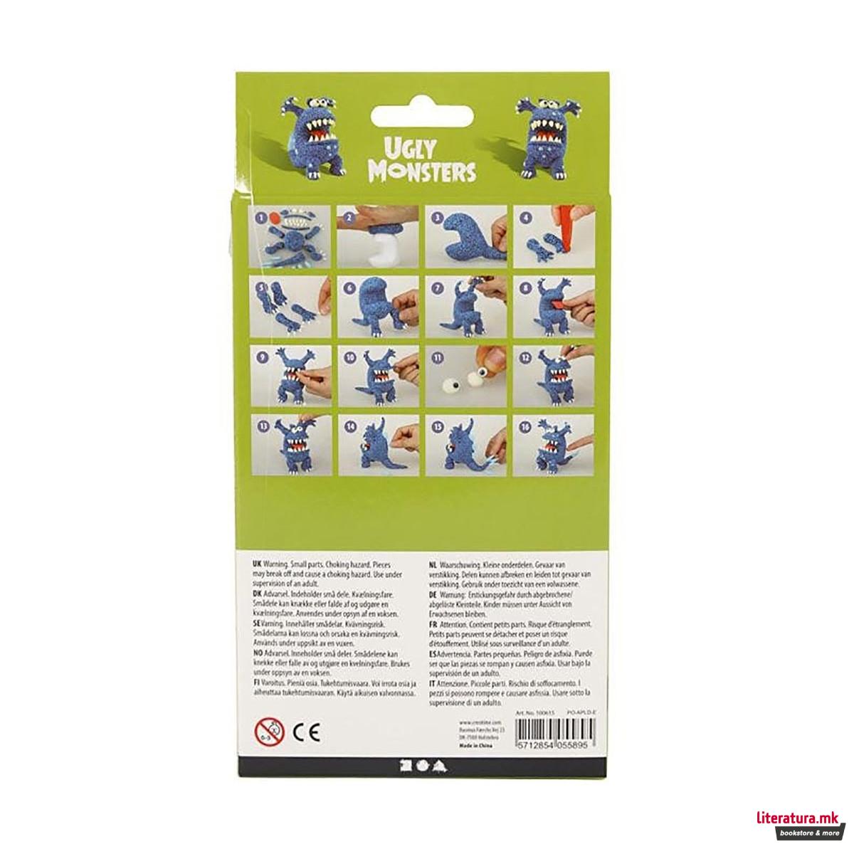 Сет за изработка со глина, Funny Friends, Ugly Monsters, син 
