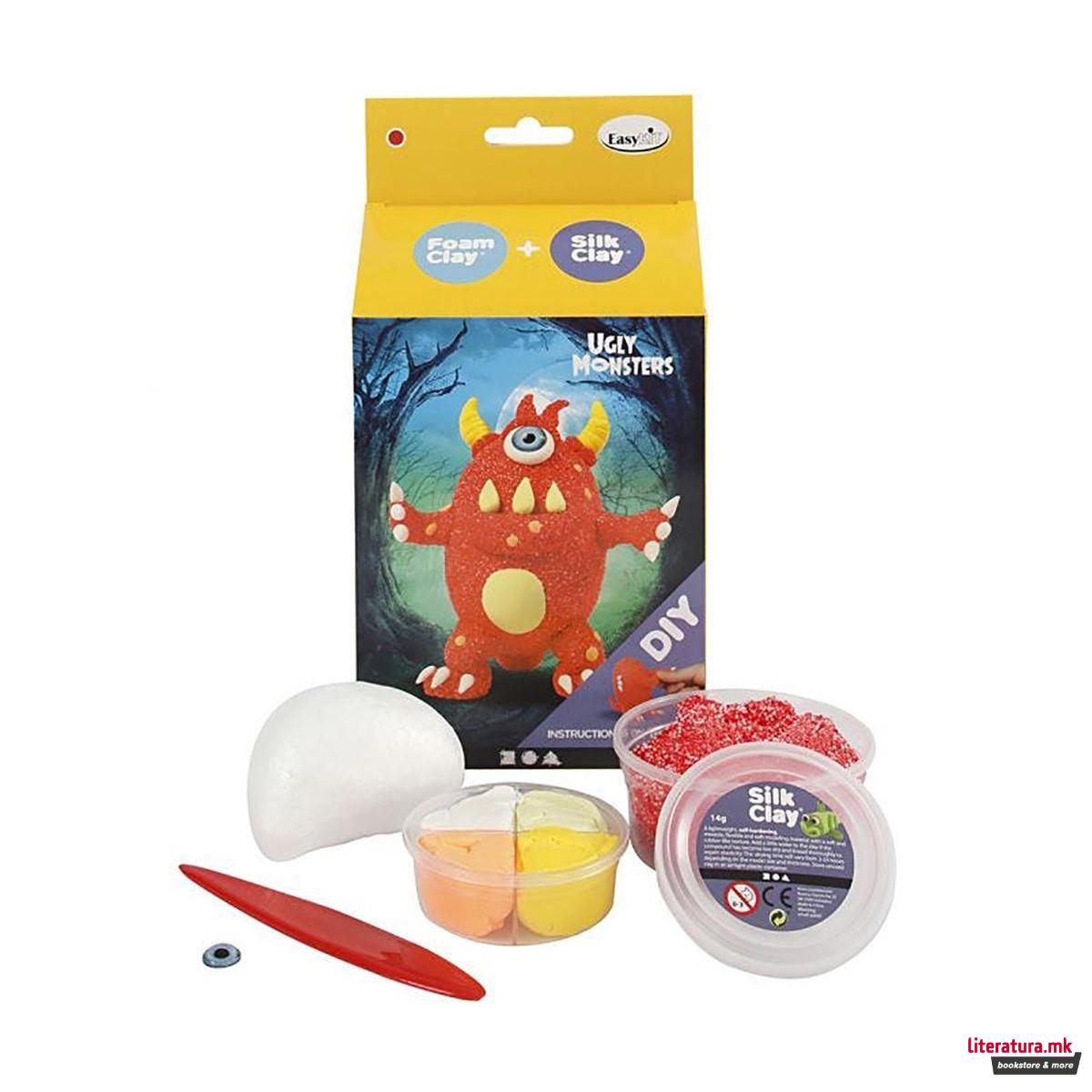 Сет за изработка со глина, Funny Friends, Ugly Monsters, црвен