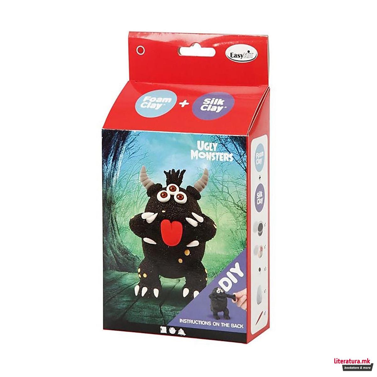 Сет за изработка со глина, Funny Friends, Ugly Monsters, црн 