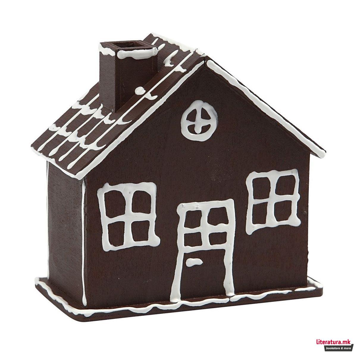 Дрвена касичка за пари- Куќичка 