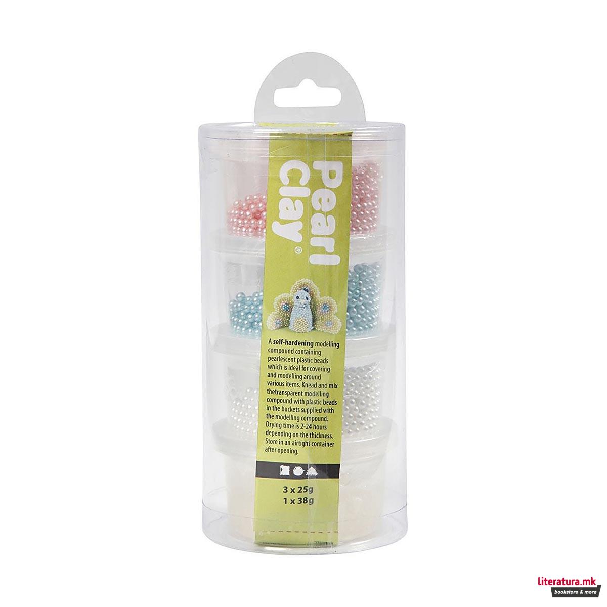 Глина за изработка + гел за моделирање, Pearl Clay, сет од 3 бои 