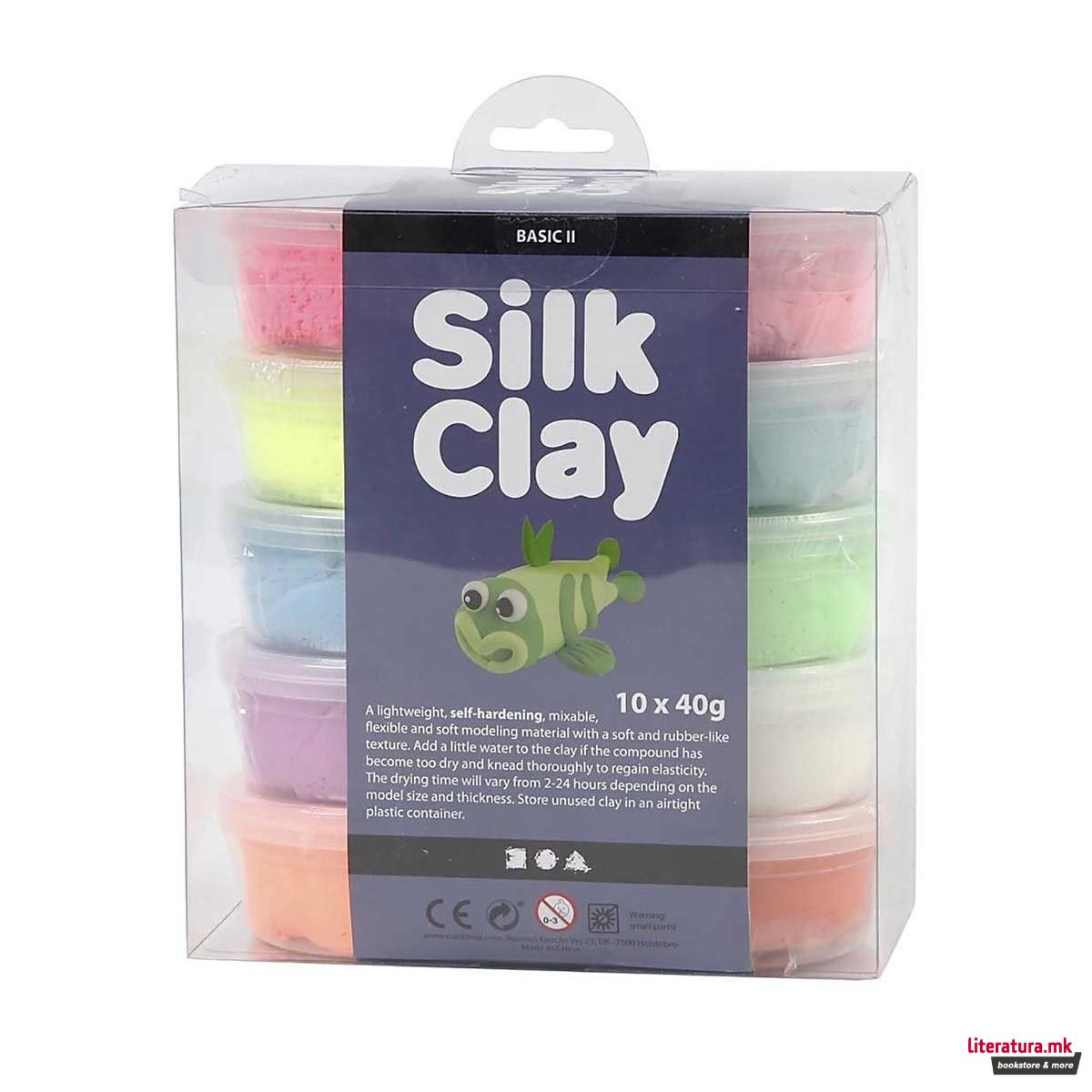 Сет глина за изработка, Silk Clay® - Basic 2, 10 бои x 40g 