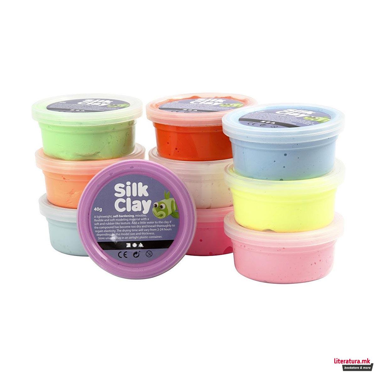 Сет глина за изработка, Silk Clay® - Basic 2, 10 бои x 40g 