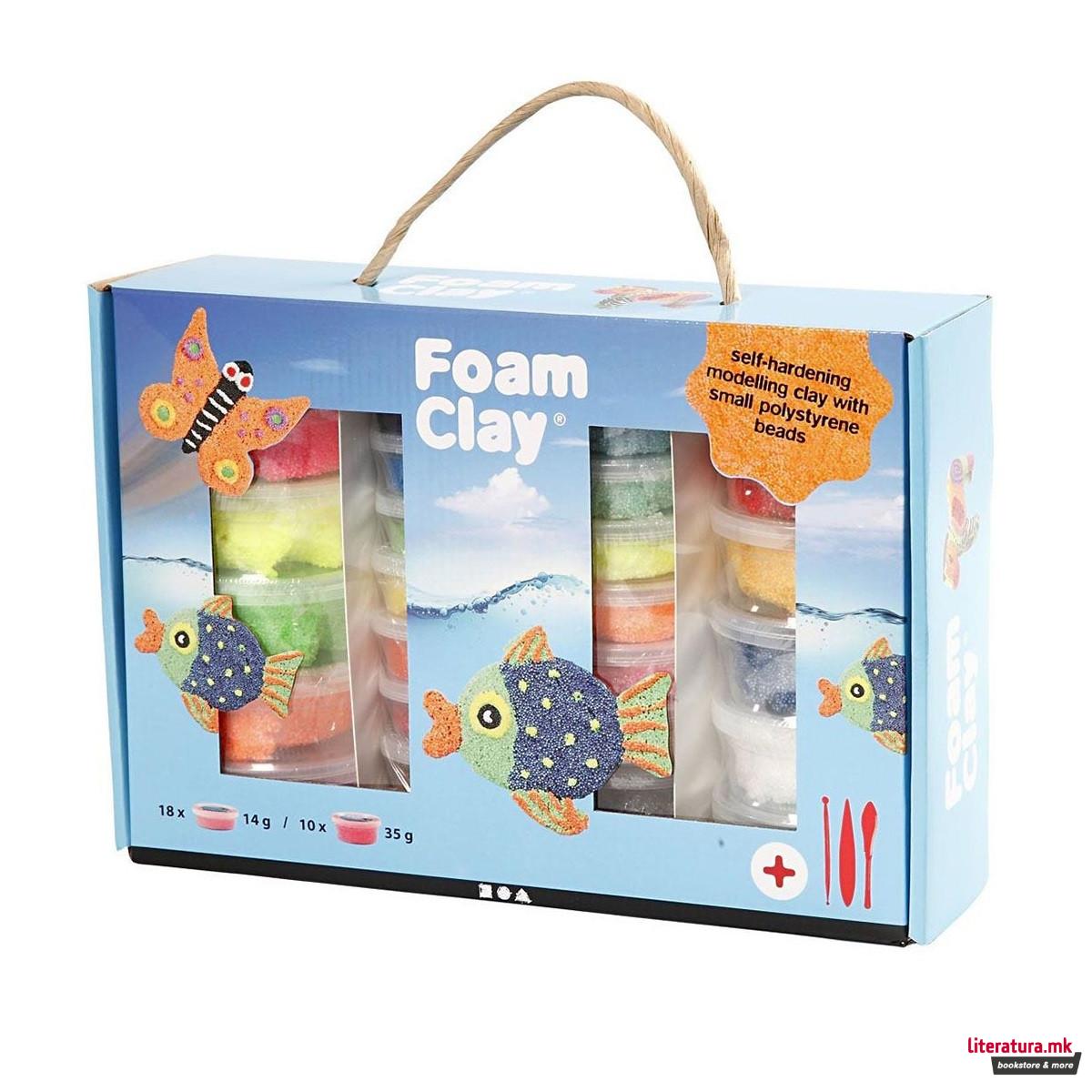 Сет глина за изработка + алатки, Foam Clay® Set, 10 x 35g, 18 x 13g, 3 алатки 