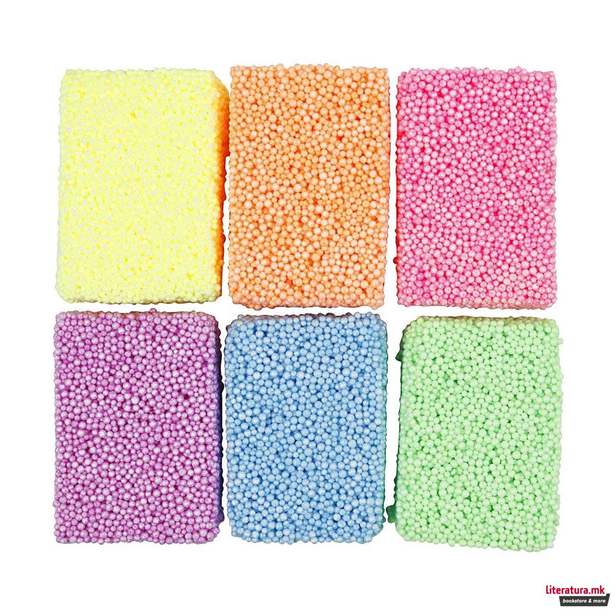 Сет мека глина за изработка - неонски бои, Soft Foam, 6 бои x 10g 