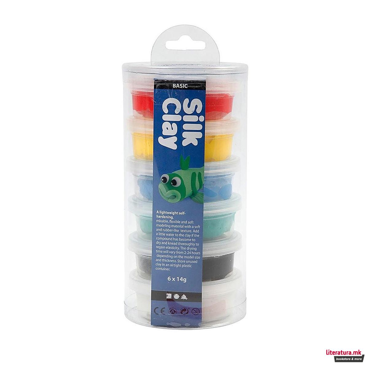 Сет глина за изработка - стандардни бои, Silk Clay® standard colours, 6 бои x 14g 