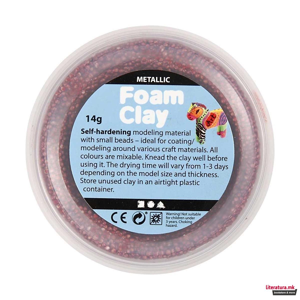 Сет глина за изработка - металик, Foam Clay® metallic, bold colours, 6 бои x 14g 