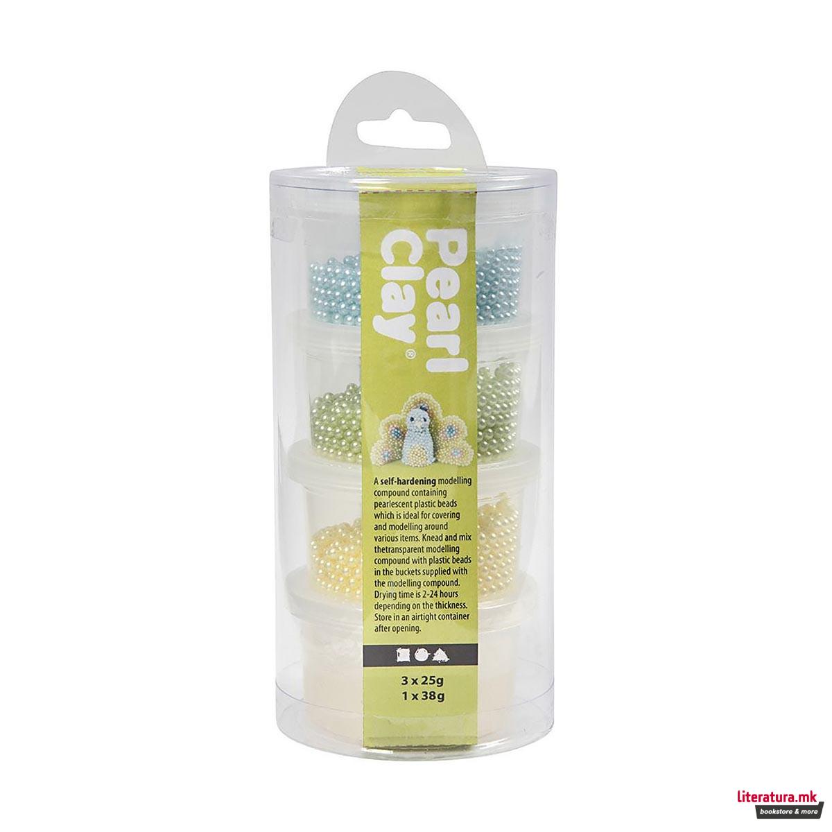 Глина за изработка + гел за моделирање, Pearl Clay, сет од 3 бои